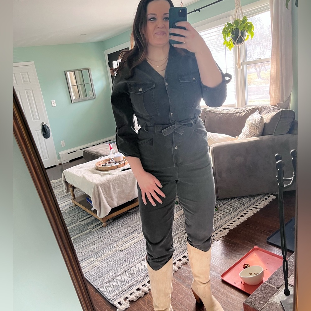 Blank NYC black jean romper